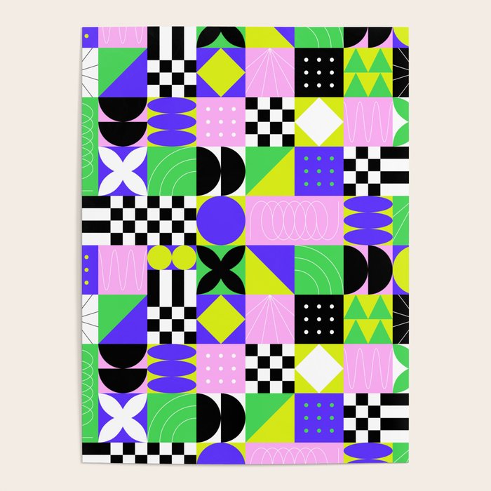 Modern geometric mosaic pattern art Poster Gallery Image 1