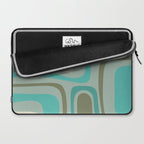 Palm Springs Mid Century Modern Abstract Pattern in Vintage Turquoise and Olive Laptop Sleeve Gallery Image 2