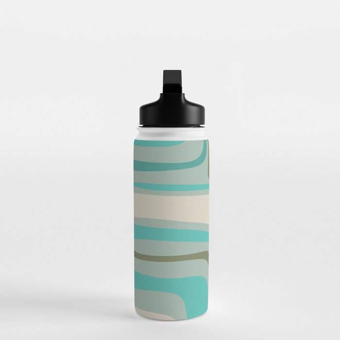 Palm Springs Mid Century Modern Abstract Pattern in Vintage Turquoise and Olive Water Bottle Gallery Image 3