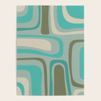 Palm Springs Mid Century Modern Abstract Pattern in Vintage Turquoise and Olive Poster Gallery Image 4