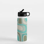 Palm Springs Mid Century Modern Abstract Pattern in Vintage Turquoise and Olive Water Bottle Gallery Image 1