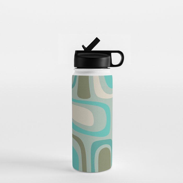 Palm Springs Mid Century Modern Abstract Pattern in Vintage Turquoise and Olive Water Bottle Gallery Image 1