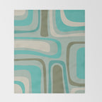 Palm Springs Mid Century Modern Abstract Pattern in Vintage Turquoise and Olive Throw Blanket Gallery Image 2