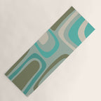 Palm Springs Mid Century Modern Abstract Pattern in Vintage Turquoise and Olive Yoga Mat Gallery Image 1