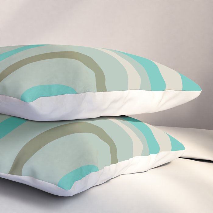 Palm Springs Mid Century Modern Abstract Pattern in Vintage Turquoise and Olive Pillow Sham Gallery Image 3