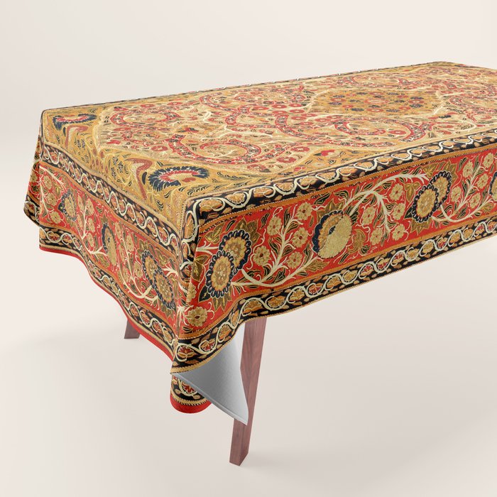 Rasht  Antique North Persian Floral Embroidery Print Tablecloth Gallery Image 1