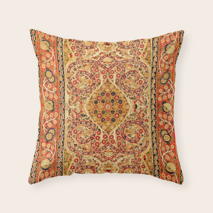 Rasht  Antique North Persian Floral Embroidery Print Throw Pillow Gallery Image 6
