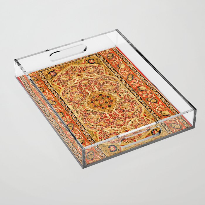Rasht  Antique North Persian Floral Embroidery Print Acrylic Tray Gallery Image 1