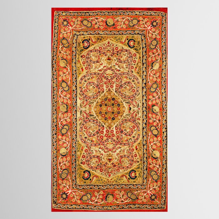 Rasht  Antique North Persian Floral Embroidery Print Tablecloth Gallery Image 2