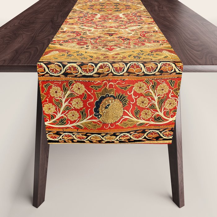 Rasht  Antique North Persian Floral Embroidery Print Table Runner Gallery Image 1