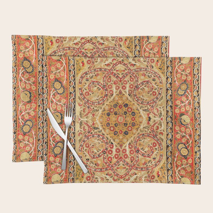 Rasht  Antique North Persian Floral Embroidery Print Placemat Gallery Image 1