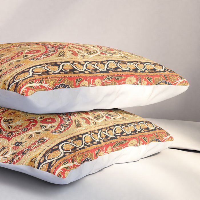 Rasht  Antique North Persian Floral Embroidery Print Pillow Sham Gallery Image 3