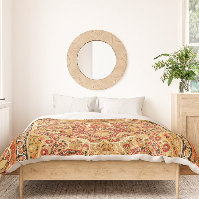 Rasht  Antique North Persian Floral Embroidery Print Duvet Cover Gallery Image 3