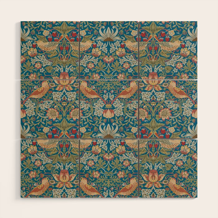 Strawberry Thief by William Morris Wood Wall Art Gallery Image 1
