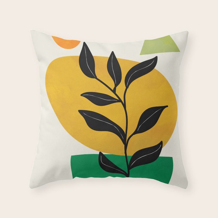 Abstract Organic Shapes and Leaves 2 Throw Pillow Gallery Image 1