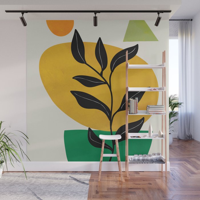 Abstract Organic Shapes and Leaves 2 Wall Mural Gallery Image 1