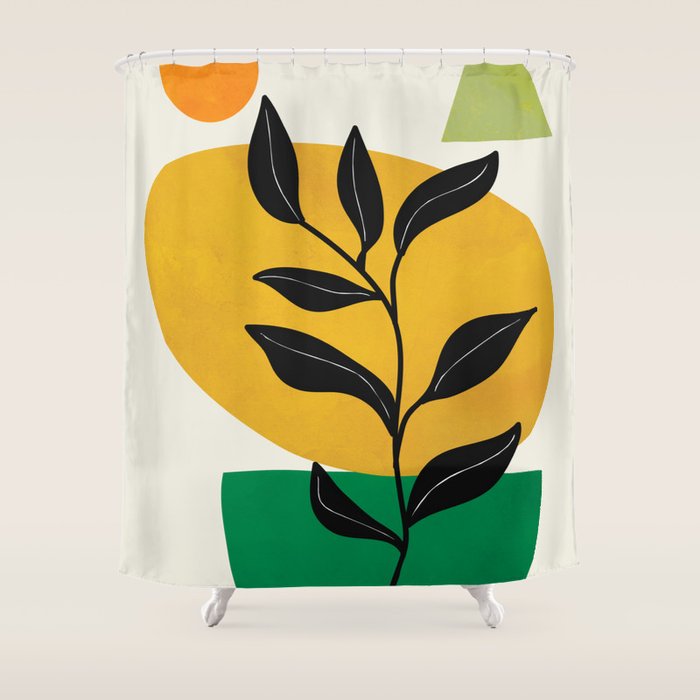 Abstract Organic Shapes and Leaves 2 Shower Curtain Gallery Image 1