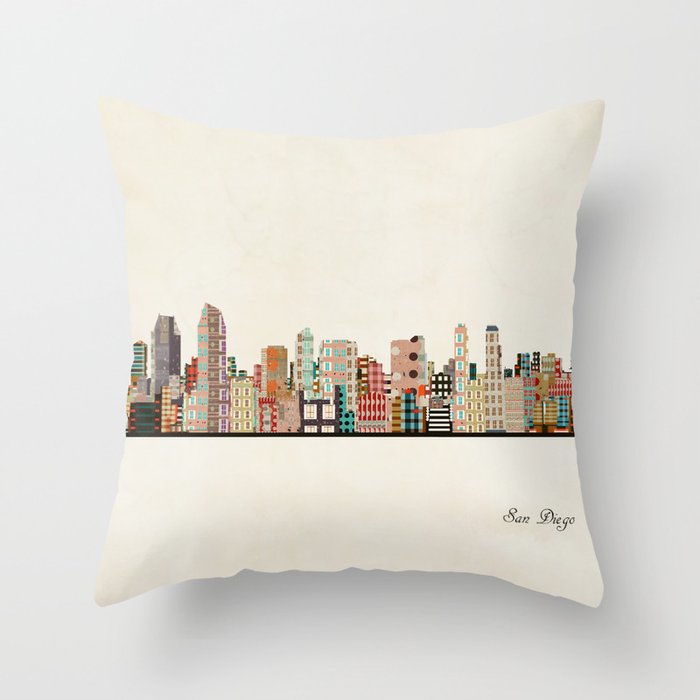 san diego skyline Throw Pillow Gallery Image 6