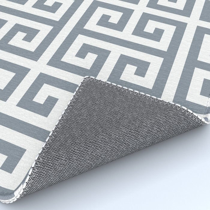 Large Steel Grey and White Greek Key Pattern Rug Gallery Image 4