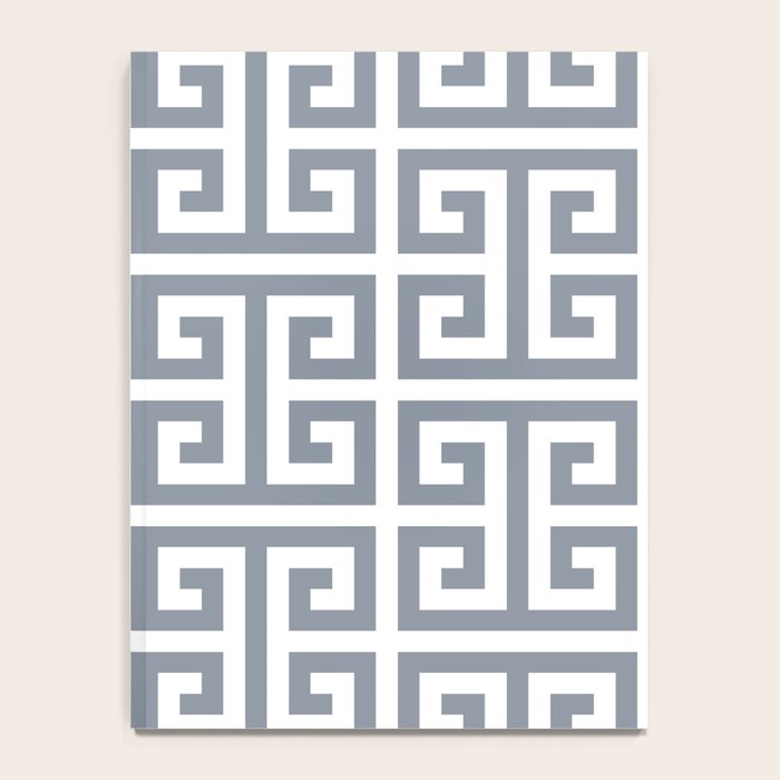 Large Steel Grey and White Greek Key Pattern Notebook Gallery Image 4