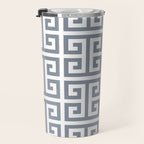 Large Steel Grey and White Greek Key Pattern Travel Mug Gallery Image 3
