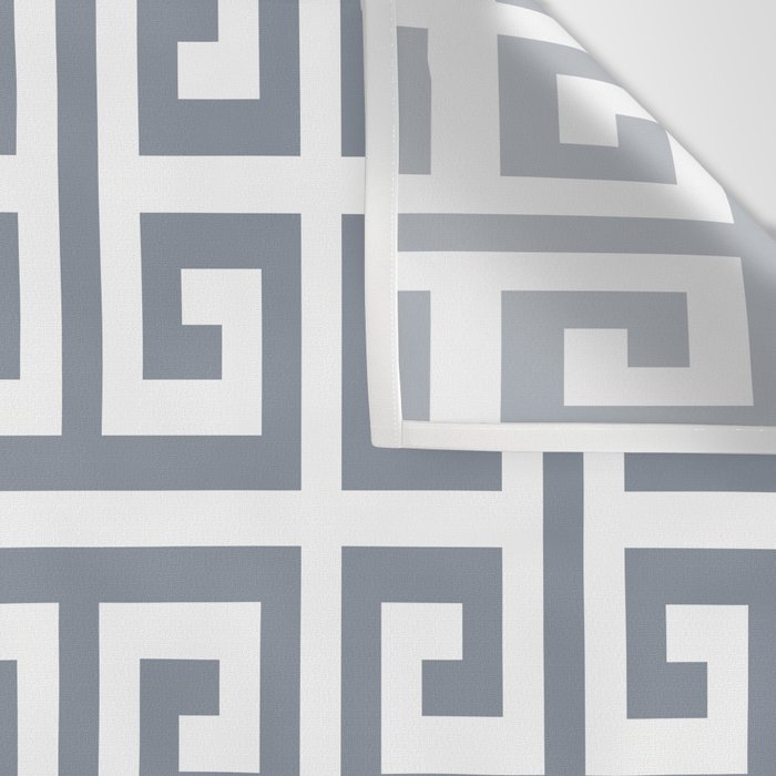 Large Steel Grey and White Greek Key Pattern Wall Tapestry Gallery Image 3