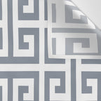 Large Steel Grey and White Greek Key Pattern Wall Tapestry Gallery Image 3