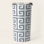 Large Steel Grey and White Greek Key Pattern Travel Mug Gallery Image 2