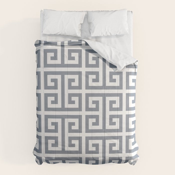 Large Steel Grey and White Greek Key Pattern Comforter Gallery Image 6