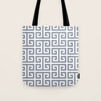 Large Steel Grey and White Greek Key Pattern Tote Bag Gallery Image 1