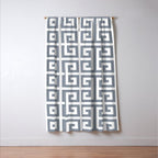 Large Steel Grey and White Greek Key Pattern Window Curtain Gallery Image 3