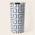 Large Steel Grey and White Greek Key Pattern Travel Mug Gallery Image 1