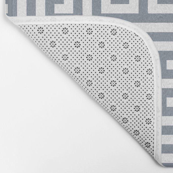 Large Steel Grey and White Greek Key Pattern Bath Mat Gallery Image 2