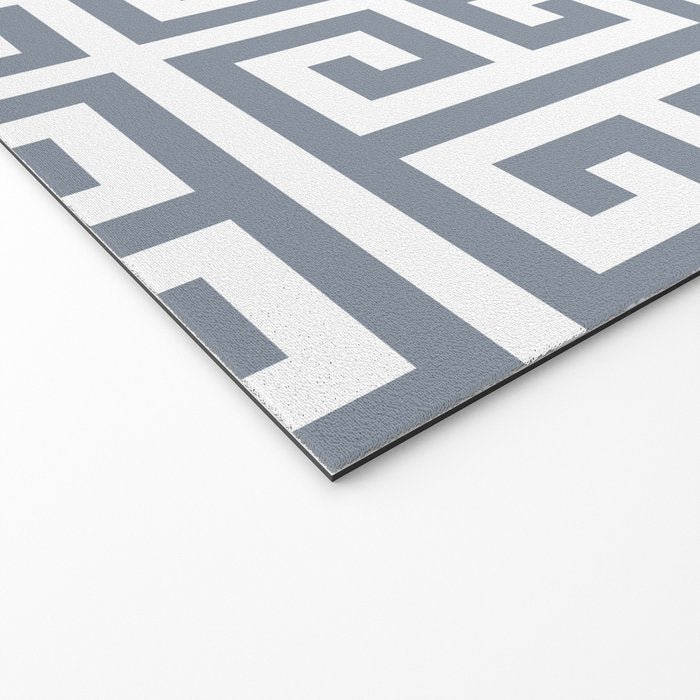Large Steel Grey and White Greek Key Pattern Welcome Mat Gallery Image 2