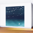 Garlands of stars, watercolor teal ocean Wall Mural Gallery Image 2