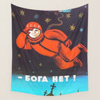 There's no god! / ÐÐ¾Ð³Ð° ÐÐµÑ!" 1960's USSR anti-religious propaganda Cosmonaut Yuri Gagarin in Space Wall Tapestry Gallery Image 4