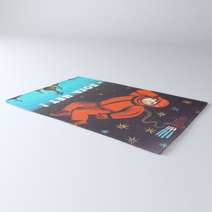 There's no god! / ÐÐ¾Ð³Ð° ÐÐµÑ!" 1960's USSR anti-religious propaganda Cosmonaut Yuri Gagarin in Space Rug Gallery Image 3