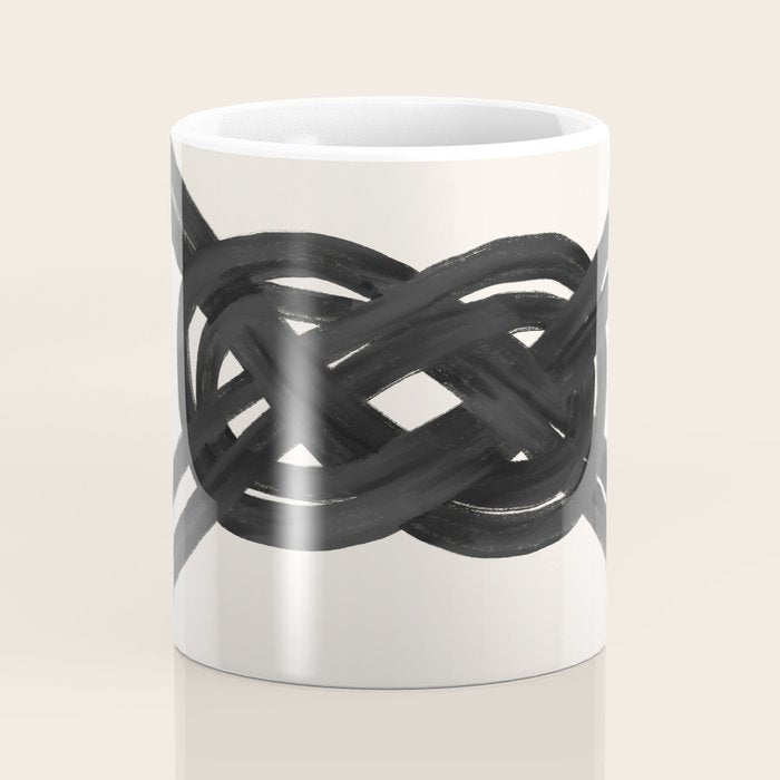 Minimalist Black Knot Abstract on Neutral Background Coffee Mug Gallery Image 4