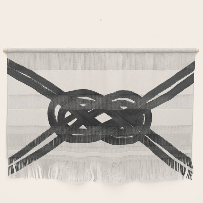 Minimalist Black Knot Abstract on Neutral Background Wall Hanging Gallery Image 1