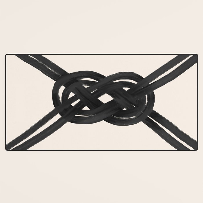 Minimalist Black Knot Abstract on Neutral Background Desk Mat Gallery Image 3