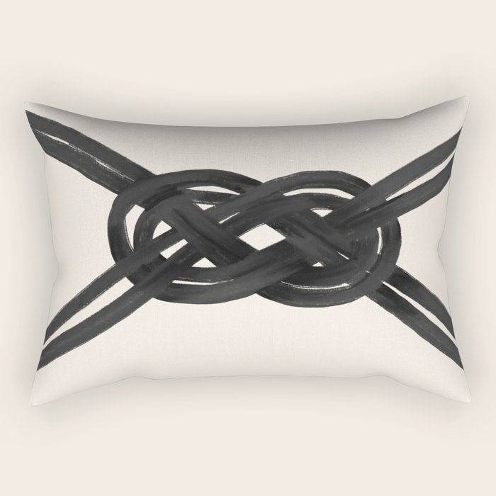 Minimalist Black Knot Abstract on Neutral Background Rectangular Pillow Gallery Image 2