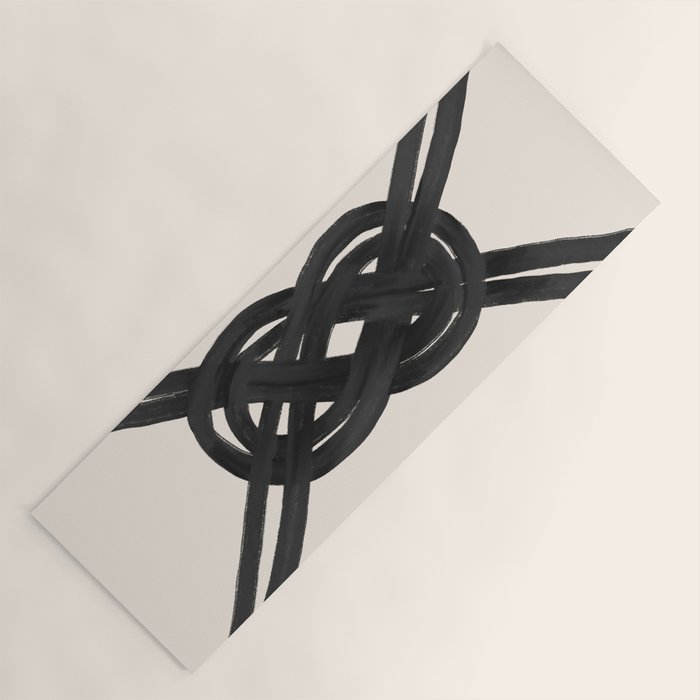 Minimalist Black Knot Abstract on Neutral Background Yoga Mat Gallery Image 1