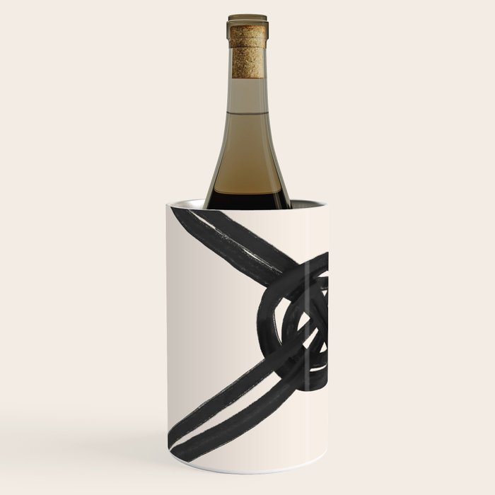 Minimalist Black Knot Abstract on Neutral Background Wine Chiller Gallery Image 2
