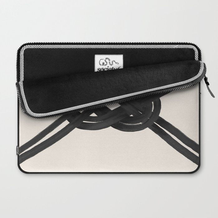 Minimalist Black Knot Abstract on Neutral Background Laptop Sleeve Gallery Image 2