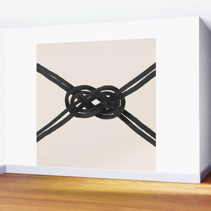 Minimalist Black Knot Abstract on Neutral Background Wall Mural Gallery Image 2
