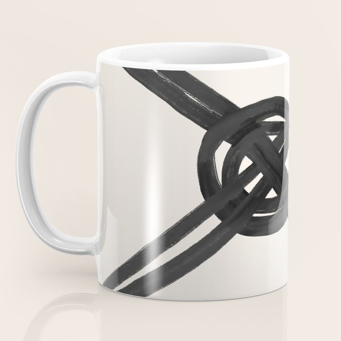 Minimalist Black Knot Abstract on Neutral Background Coffee Mug Gallery Image 3