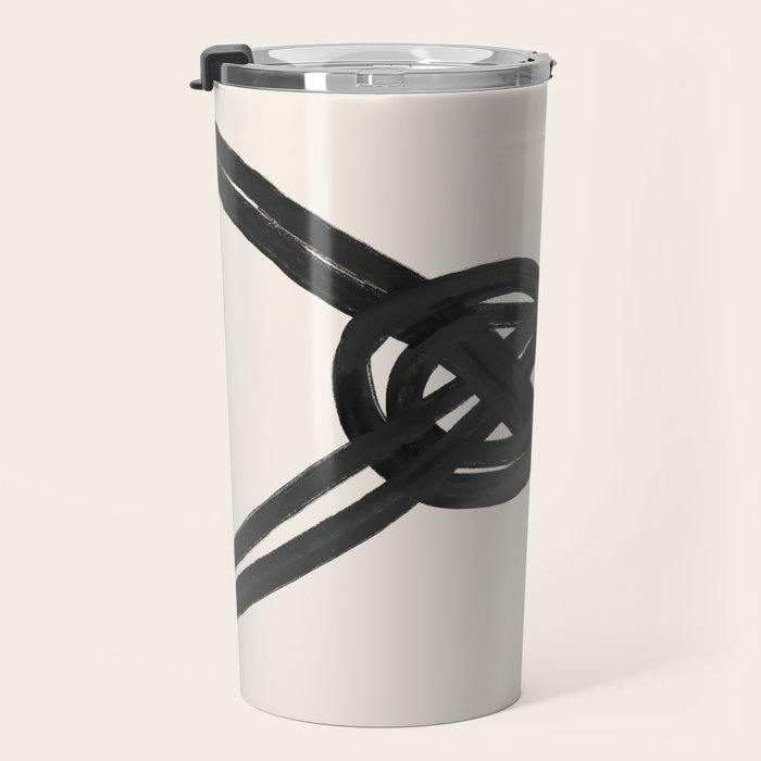 Minimalist Black Knot Abstract on Neutral Background Travel Mug Gallery Image 3