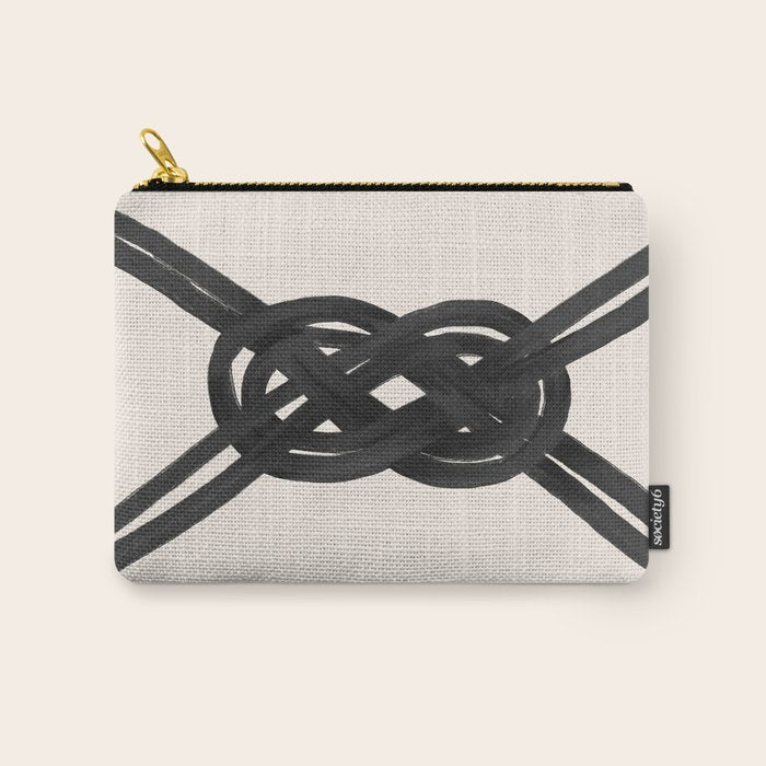 Minimalist Black Knot Abstract on Neutral Background Carry All Pouch Gallery Image 1