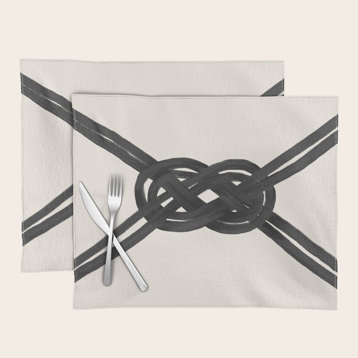 Minimalist Black Knot Abstract on Neutral Background Placemat Gallery Image 1