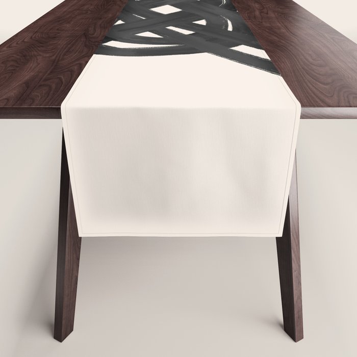 Minimalist Black Knot Abstract on Neutral Background Table Runner Gallery Image 1